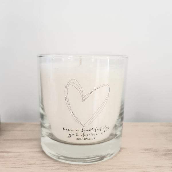 נר בכוס וויסקי דגם לב