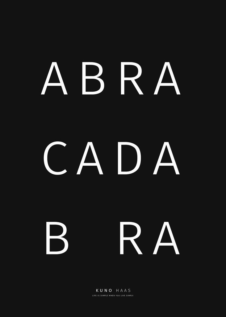 הדפס ABRA CADABRA רקע שחור